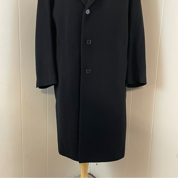Brooks Brothers Classic Black Coat Men’s 44R Wool Cashmere Overcoat Trench - Picture 4 of 11